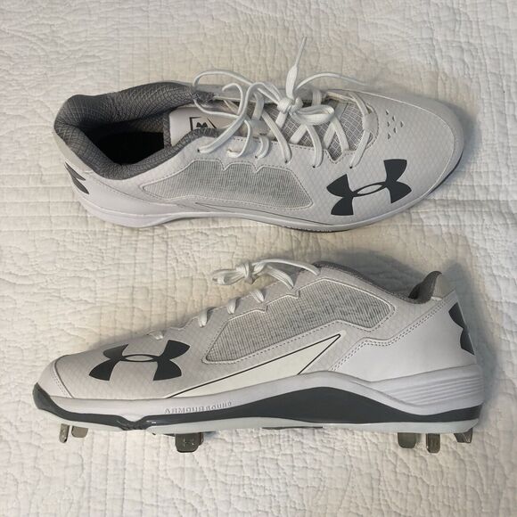 Under Armour Ignite Low ST White Baseball Cleats 1278718-100 Size 14 - Picture 1 of 7
